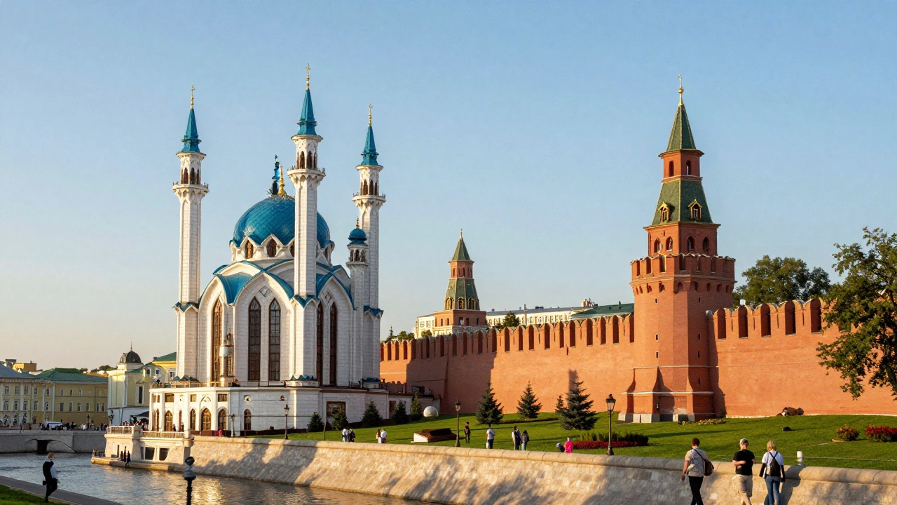 Казанский Кремль и мечеть Кул-Шариф на закате